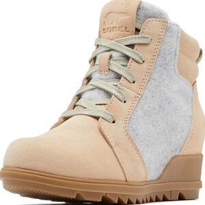 Sorel womens evie ankle lace boot tan and grey EUC 7.5 worn twice 😍😍😍